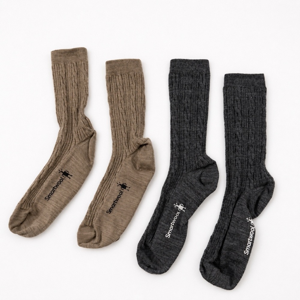 Smartwool Men's Cable Crew Socks in Brown and Charcoal